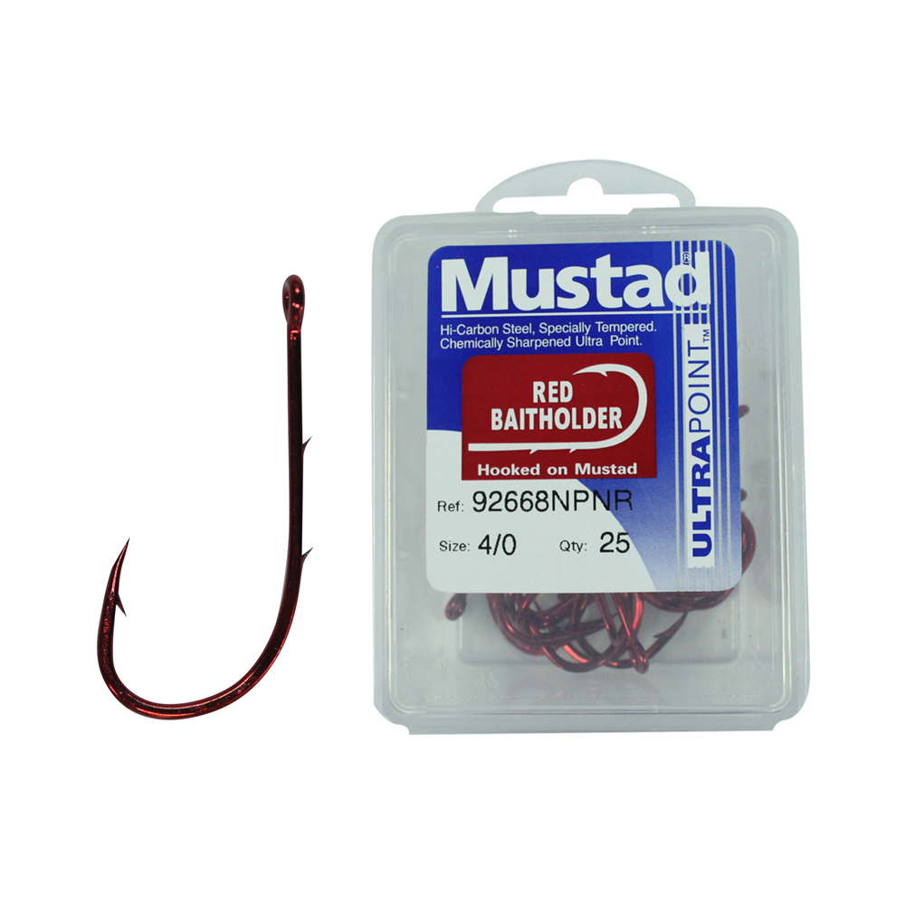 MUSTAD 7766NPNR 4/0 RED TARPON HOOK PRE PACK